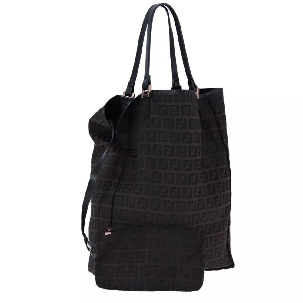 FENDI Zucchino Canvas Tote Bag Brown Auth - Picture 2 of 16